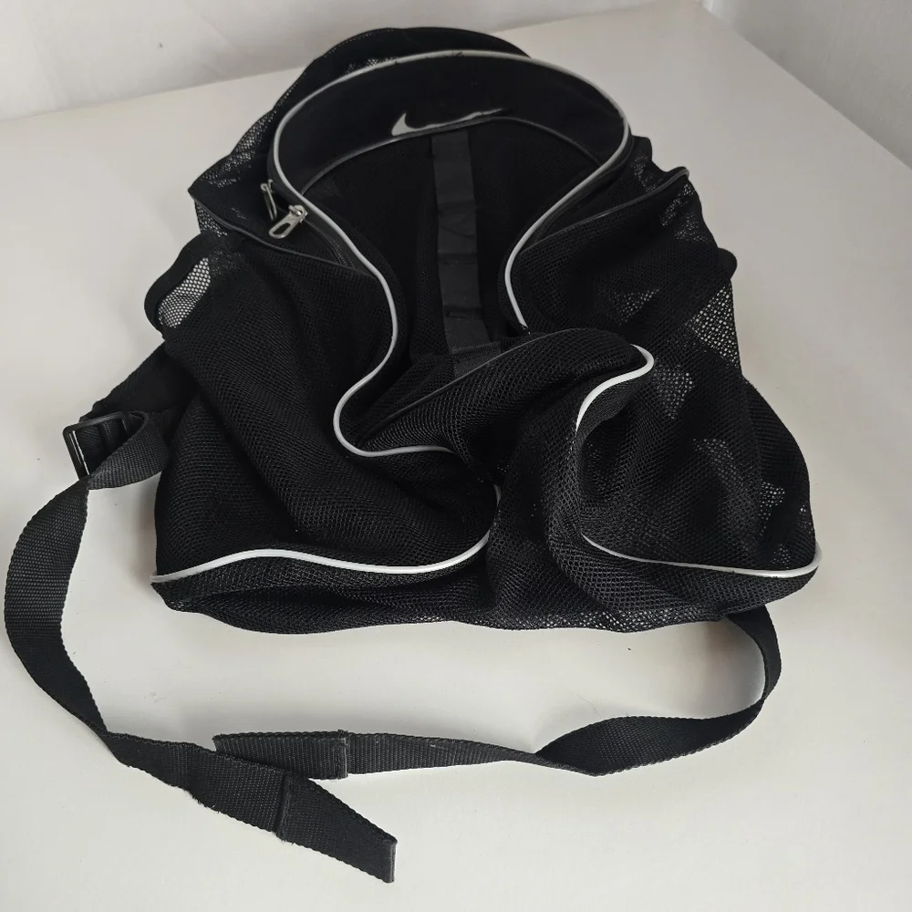 Nike Black Mesh Backpack Streetwear Gym Sports Beach Travel Bag